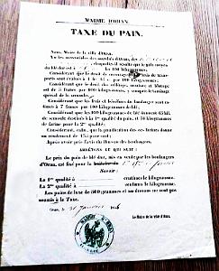 Oran - Taxe sur le Pain en 1836